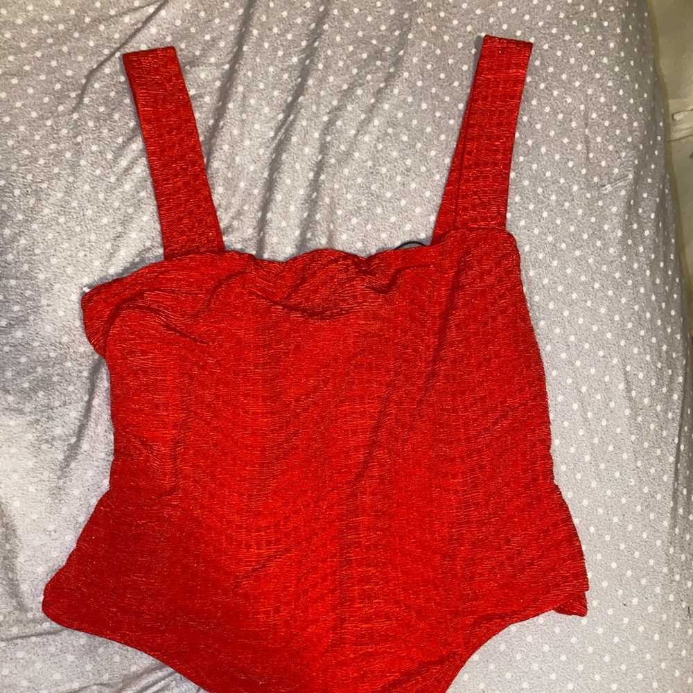 Privacy please red sparkly bodysuit, brand new